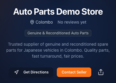 Setting up an AutoFy seller store with business details and location